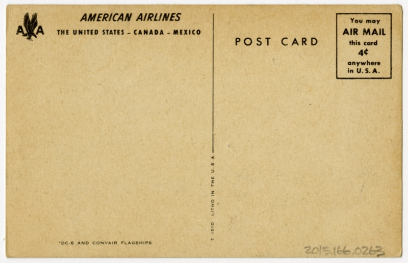 Image: postcard: American Airlines, Douglas DC-6, Convair