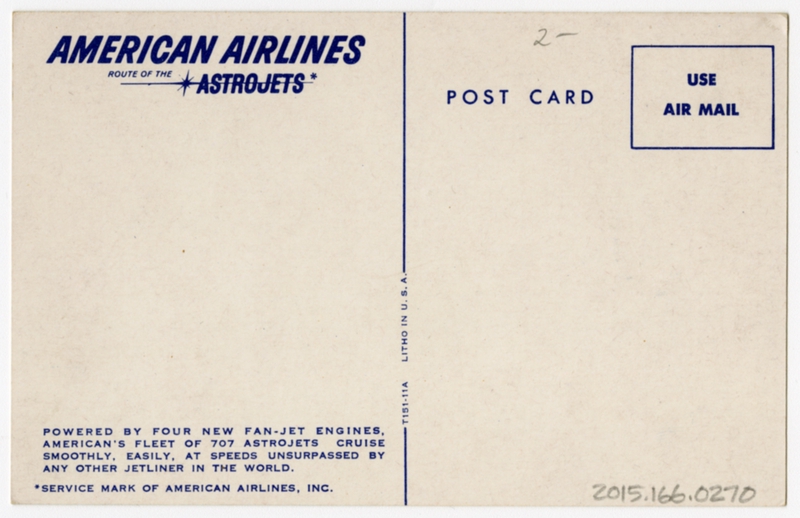 Image: postcard: American Airlines, Boeing 707