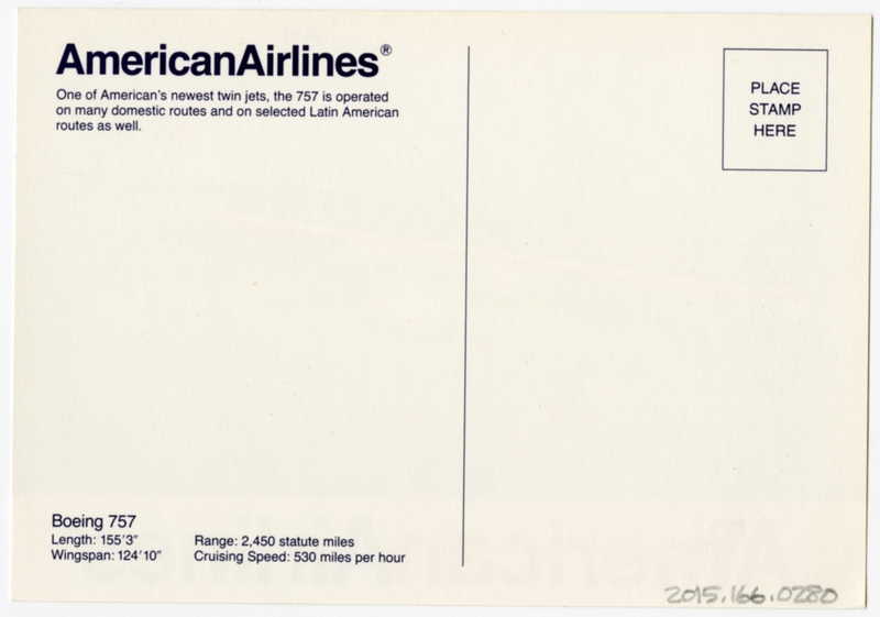 Image: postcard: American Airlines, Boeing 757