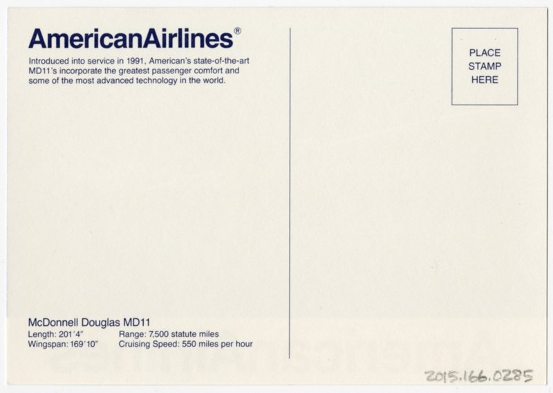 Image: postcard: American Airlines, McDonnell Douglas MD-11