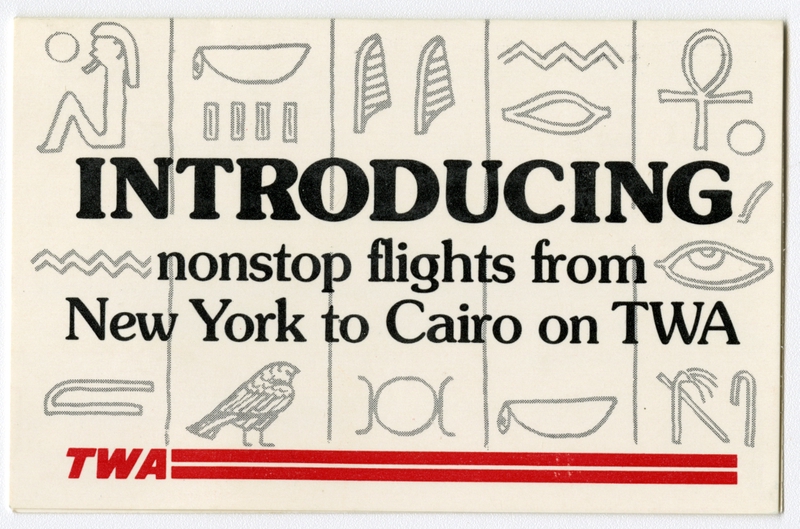 Image: pocket timetable: TWA (Trans World Airlines), Cairo, pocket schedule