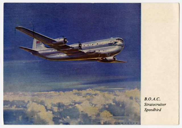 Postcard: British Overseas Airways Corporation (BOAC), Boeing 377 Stratocruiser