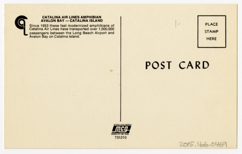 Image: postcard: Catalina Air Lines, Grumman Goose