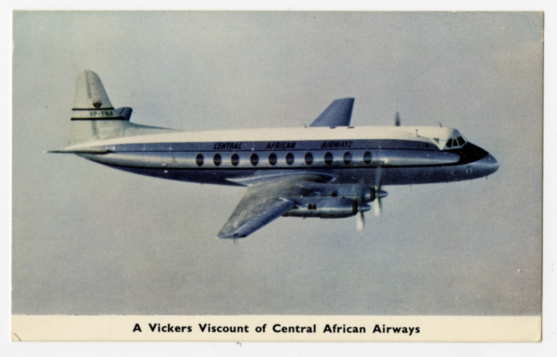 Image: postcard: Central African Airways (CAA), Vickers Viscount