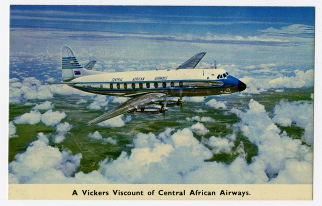 Postcard: Central African Airways (CAA), Vickers Viscount