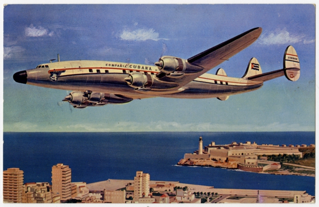 Postcard: Cubana de Aviacion, Lockheed Constellation