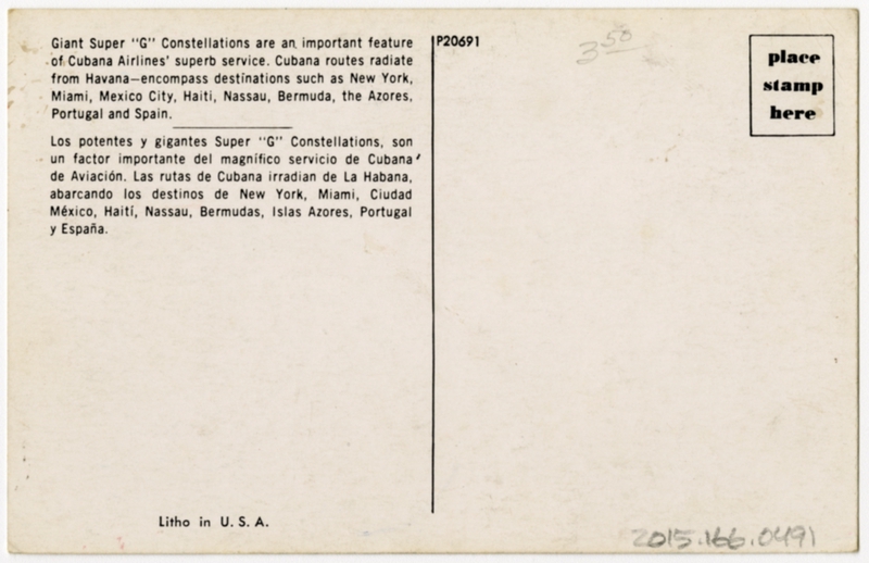 Image: postcard: Cubana de Aviacion, Lockheed Constellation