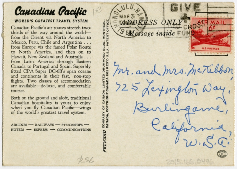 Image: postcard: Canadian Pacific Airlines, Douglas DC-6B