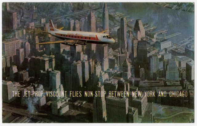 Postcard: Capital Airlines, Vickers Viscount
