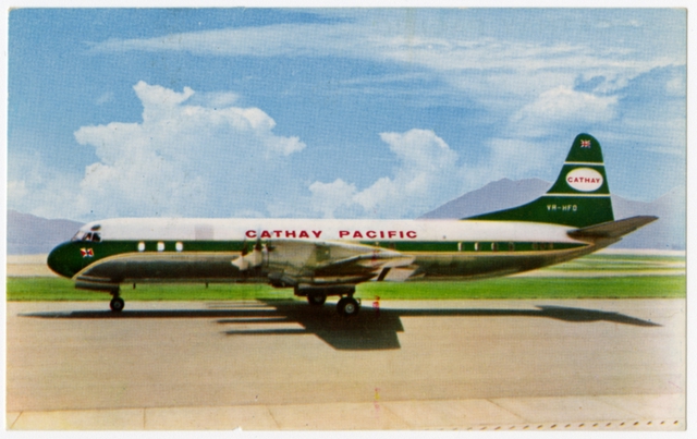 Postcard: Cathay Pacific Airways, Lockheed L-188 Electra