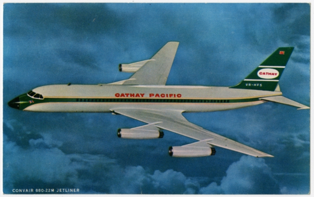 Postcard: Cathay Pacific Airways, Convair 880-22M