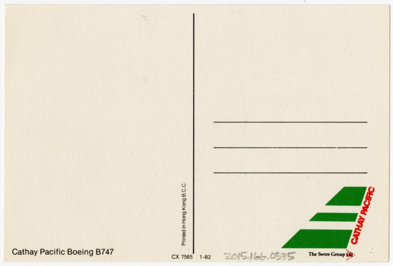 Image: postcard: Cathay Pacific Airways, Boeing 747