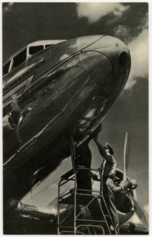 Postcard: Chicago and Southern Air Lines (C&S), Douglas DC-3