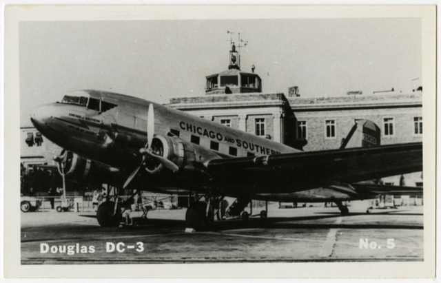 Postcard: Chicago and Southern Air Lines (C&S), Douglas DC-3