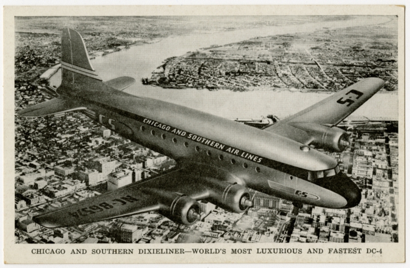 Image: postcard: Chicago and Southern Air Lines (C&S), Douglas DC-4