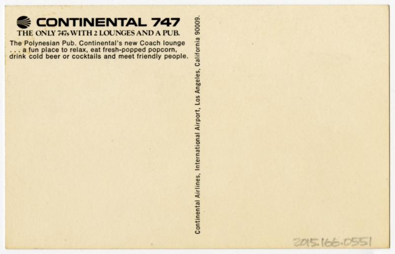 Image: postcard: Continental Airlines, Boeing 747