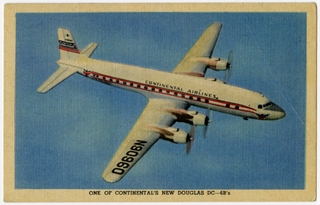 Image: postcard: Continental Airlines, Douglas DC-6B
