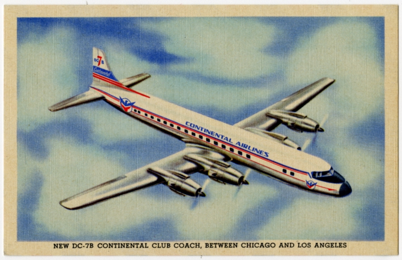 Image: postcard: Continental Airlines, Douglas DC-7B