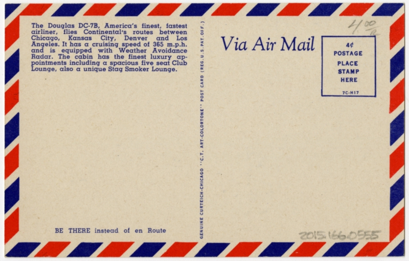 Image: postcard: Continental Airlines, Douglas DC-7B