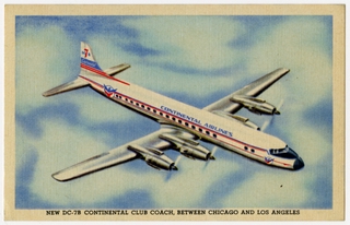 Image: postcard: Continental Airlines, Douglas DC-7B