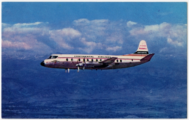 Postcard: Continental Airlines, Vickers Viscount