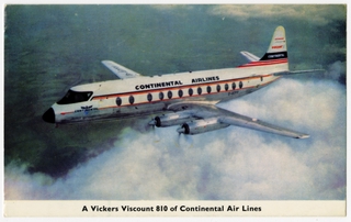 Image: postcard: Continental Airlines, Vickers Viscount 810