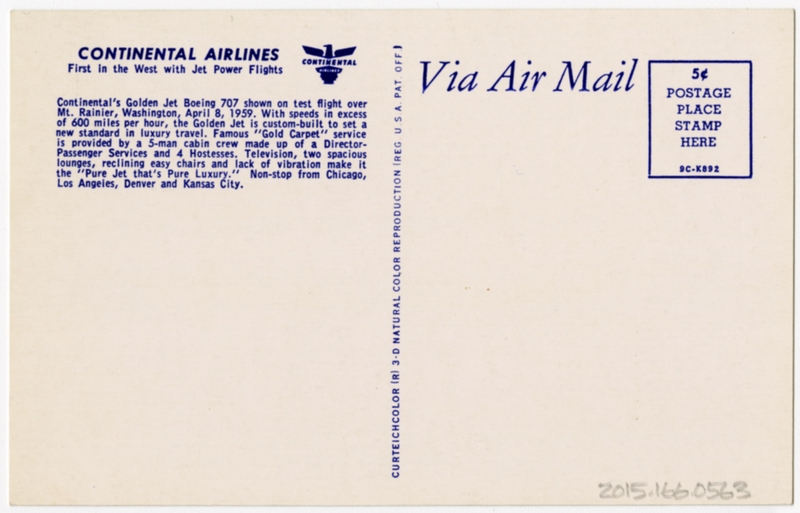 Image: postcard: Continental Airlines, Boeing 707