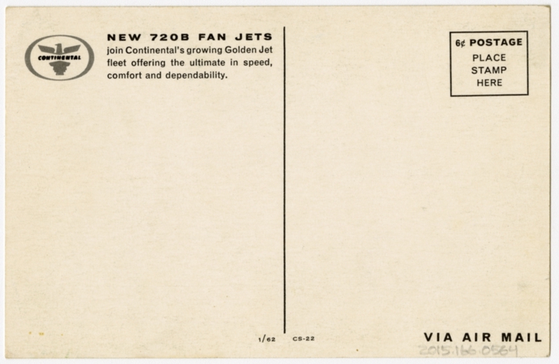 Image: postcard: Continental Airlines, Boeing 720B