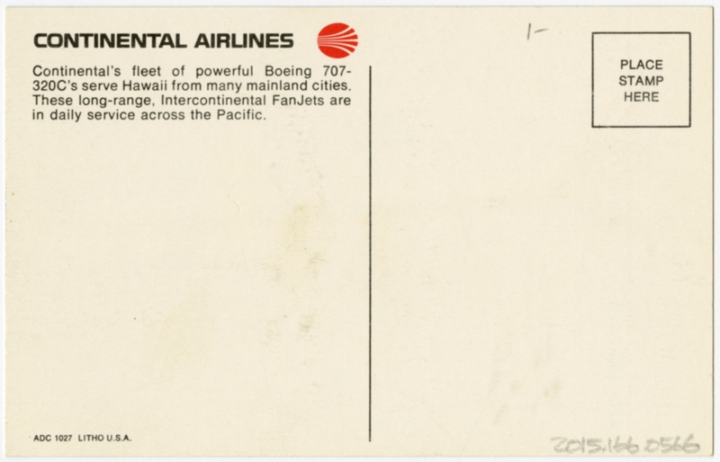 Image: postcard: Continental Airlines, Boeing 707-320C