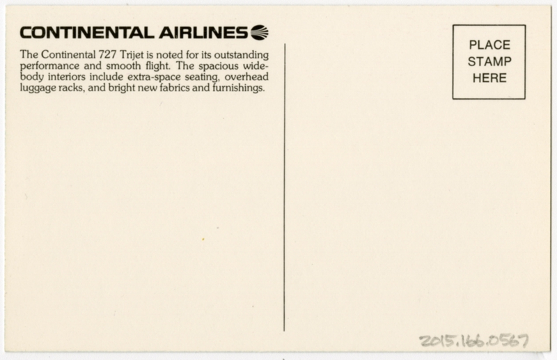 Image: postcard: Continental Airlines, Boeing 727