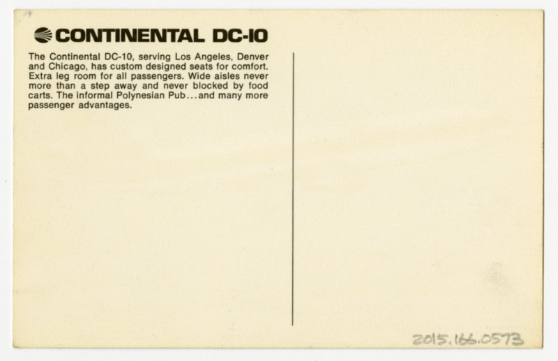 Image: postcard: Continental Airlines, McDonnell Douglas DC-10