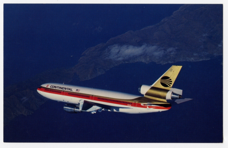 Image: postcard: Continental Airlines, McDonnell Douglas DC-10