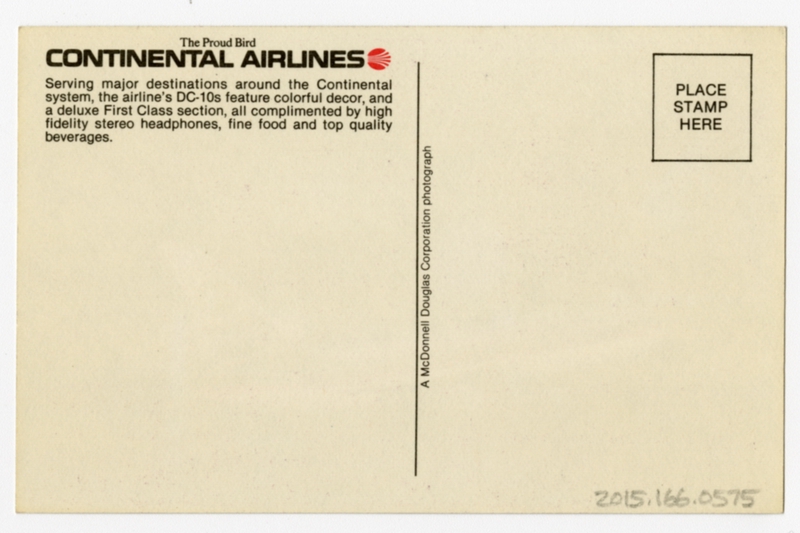 Image: postcard: Continental Airlines, McDonnell Douglas DC-10