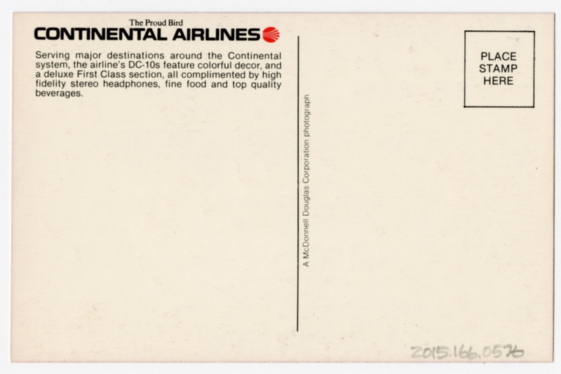 Image: postcard: Continental Airlines, McDonnell Douglas DC-10