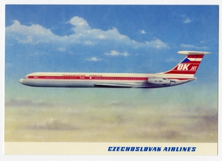 Image: postcard: Czechoslovak Airlines, Ilyushin Il-62