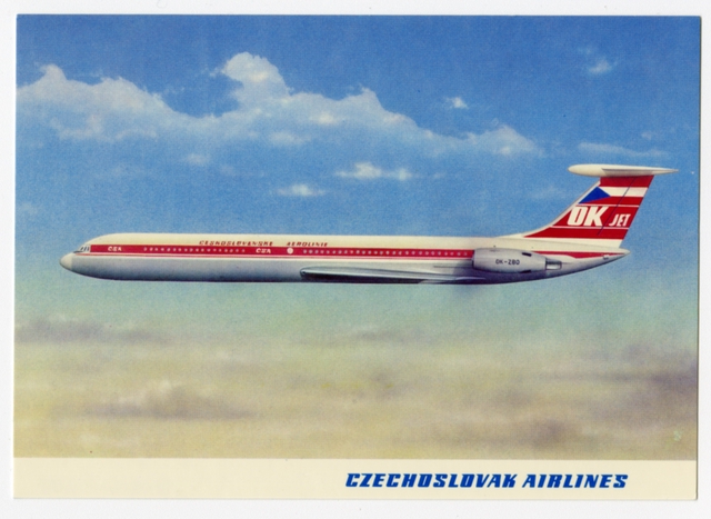 Postcard: Czechoslovak Airlines, Ilyushin Il-62