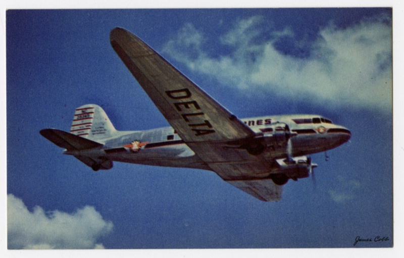 Image: postcard: Delta Air Lines, Douglas DC-3