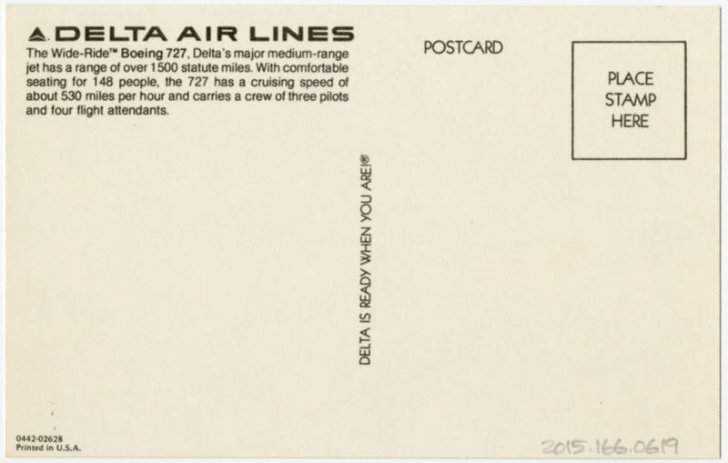 Image: postcard: Delta Air Lines, Boeing 727