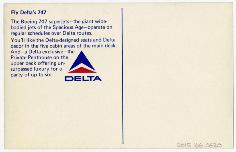 Image: postcard: Delta Air Lines, Boeing 747