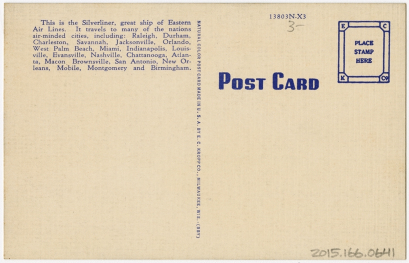 Image: postcard: Eastern Air Lines, Douglas DC-3