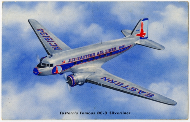 Postcard: Eastern Air Lines, Douglas DC-3