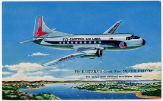 Image: postcard: Eastern Air Lines, Martin 4-0-4 “Silver Falcon”