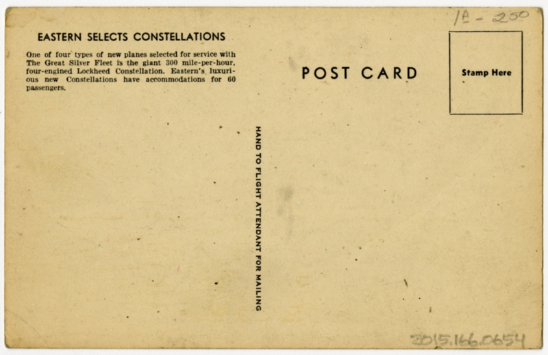 Image: postcard: Eastern Air Lines, Lockheed Constellation