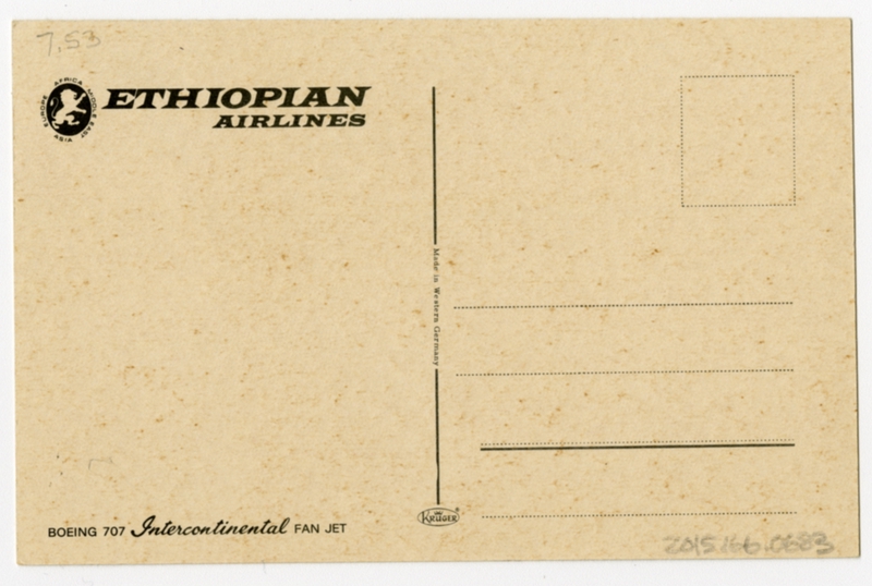 Image: postcard: Ethiopian Airlines, Boeing 707