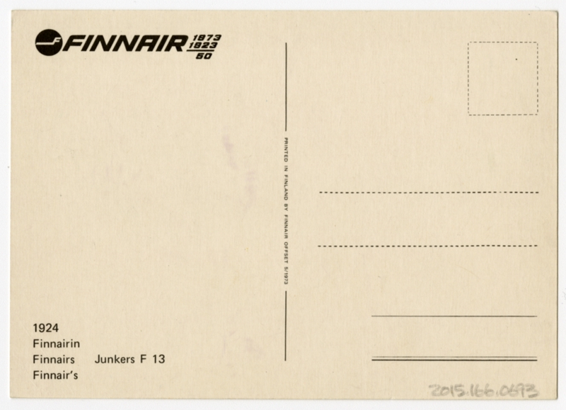 Image: postcard: Finnair, Junkers F 13