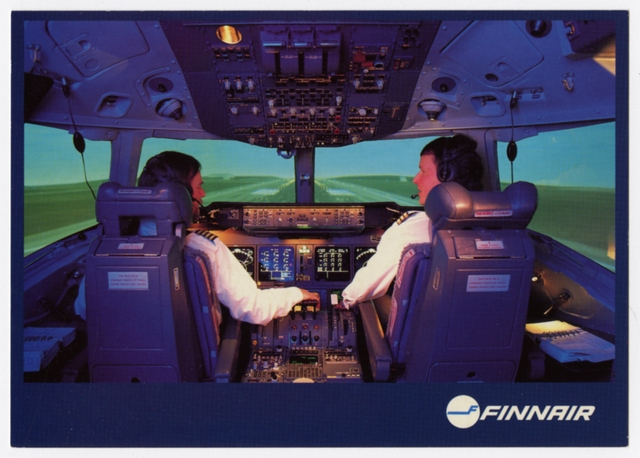 Postcard: Finnair, McDonnell Douglas MD-11, simulator