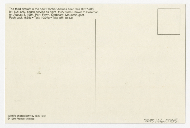 Image: postcard: Frontier Airlines, Boeing 737-200