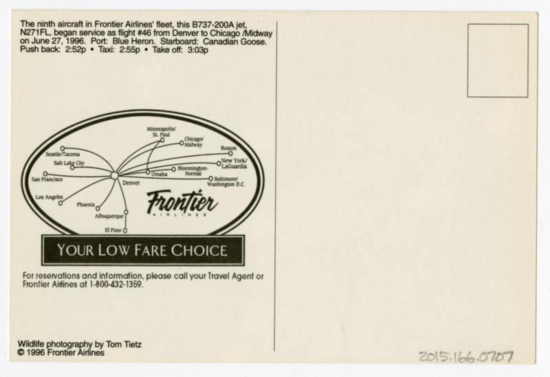 Image: postcard: Frontier Airlines, Boeing 737-200A