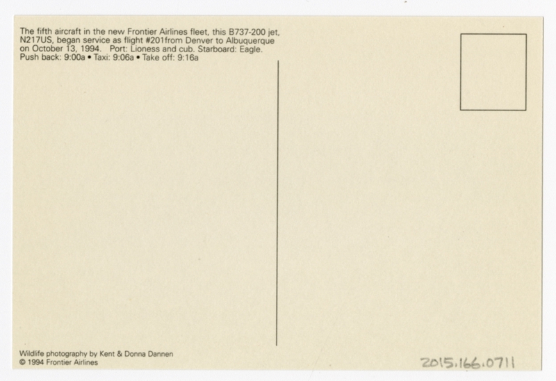 Image: postcard: Frontier Airlines, Boeing 737-200