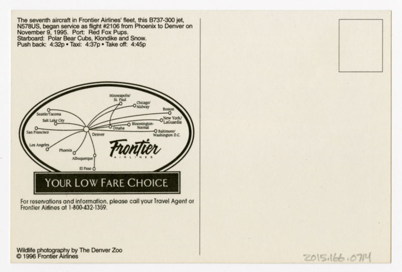 Image: postcard: Frontier Airlines, Boeing 737-300